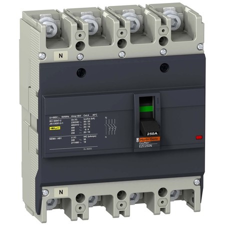 Силовой автомат Schneider Electric Easypact EZC 250, TM-D, 25кА, 4P, 175А