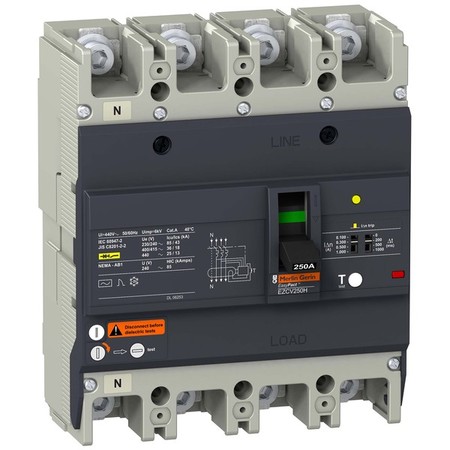 Силовой автомат Schneider Electric Easypact EZC 250, TM-D c диф защитой, 36кА, 4P, 100А