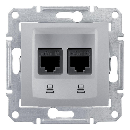 Розетка двойная компьютерная RJ45 (STP) Cat.5 Schneider Electric SEDNA, алюминий