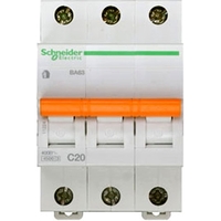 Автоматический выключатель Schneider Electric Домовой 3P 20А (C) 4.5кА